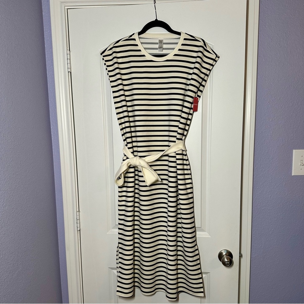 Spanx AirEssentials Sleeveless Tank Dress, Black/Cream, Sz 1X, NWT